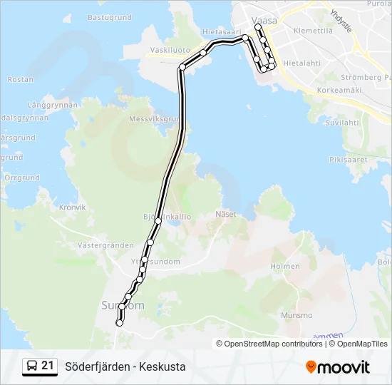 21 Bus Line Map