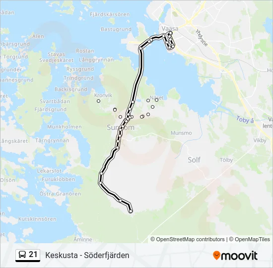 21 Bus Line Map