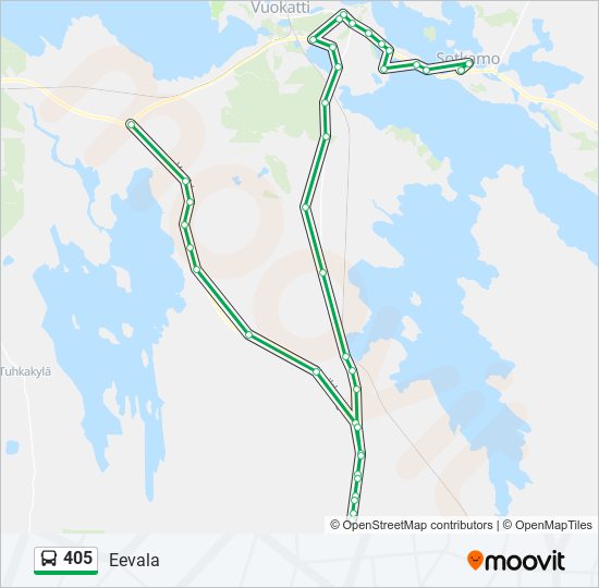 405 bussi -linjakartta