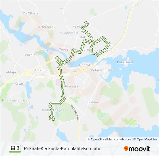 3 Bus Line Map