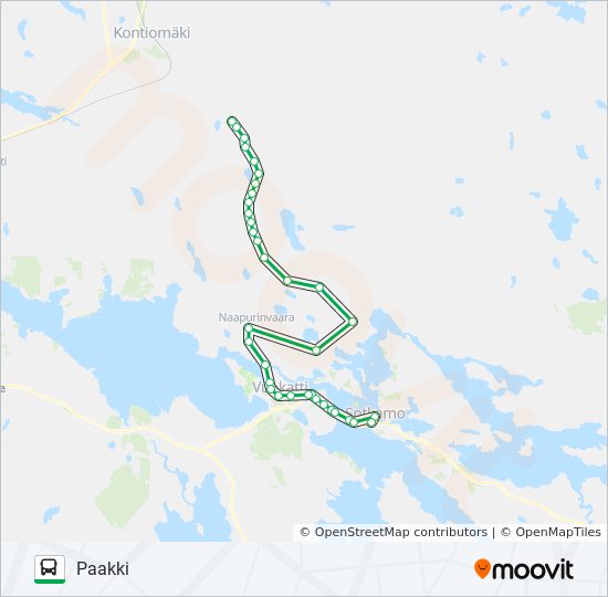 PAAKKI, ILTAPÄIVÄ bussi -linjakartta