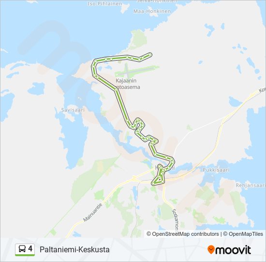 4 Reitti: Aikataulut, pysäkit ja kartat – Paltaniemi-Keskusta (päivitetty)