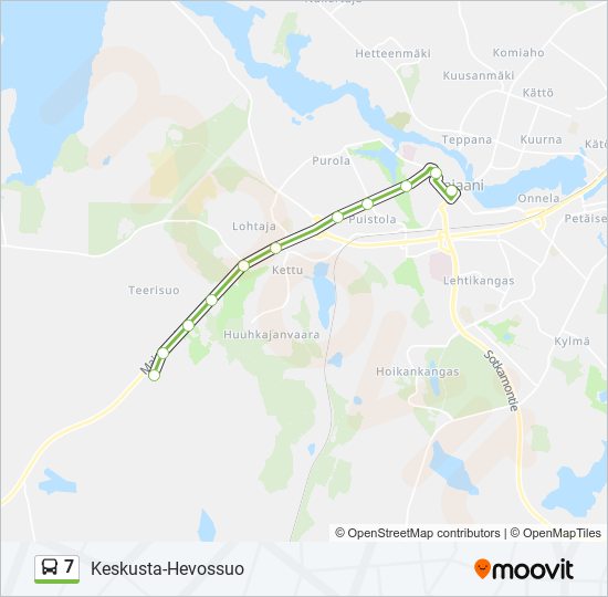 7 bussi -linjakartta