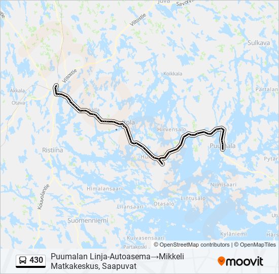 430 bussi -linjakartta