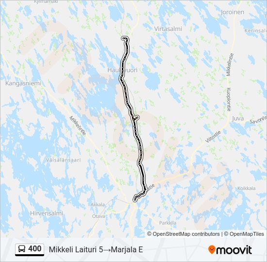 400 bussi -linjakartta