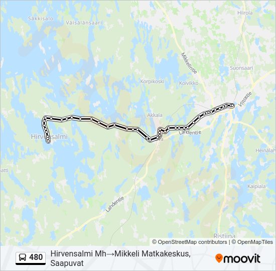 480 bussi -linjakartta