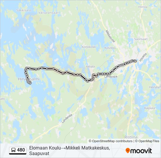 480 bussi -linjakartta