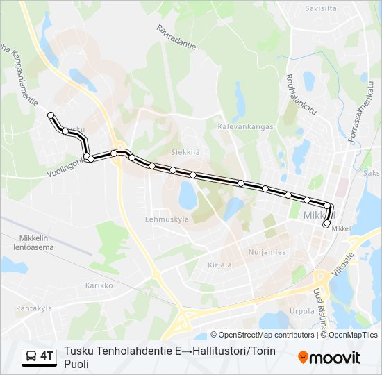 4T bussi -linjakartta