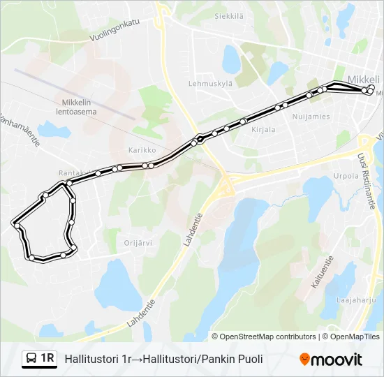 1R Bus Line Map
