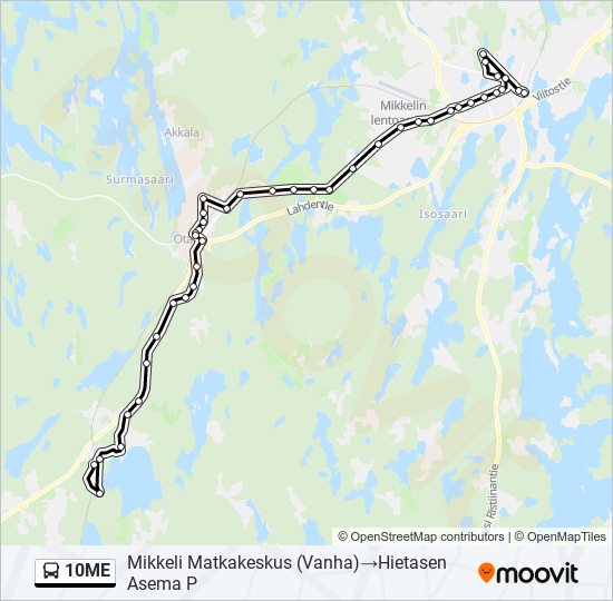 10me Route: Schedules, Stops & Maps - Mikkeli Matkakeskus (Vanha)‎→Hietasen  Asema P (Updated)