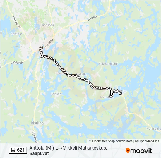 621 Bus Line Map