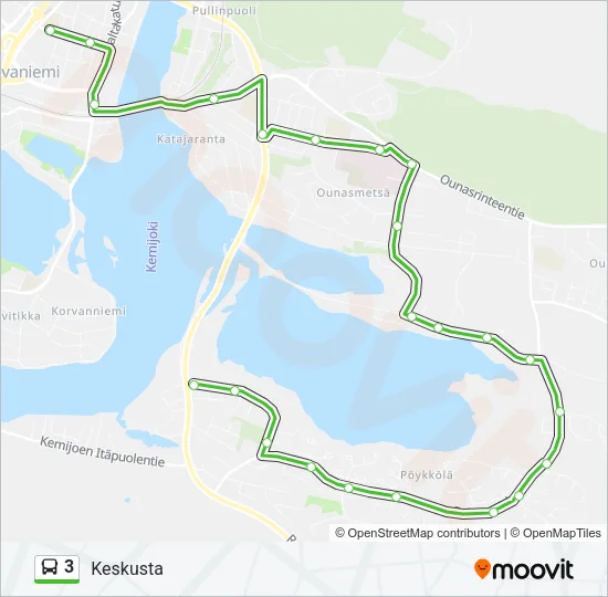 3 Bus Line Map