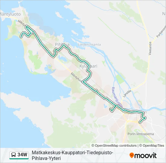 34W Bus Line Map