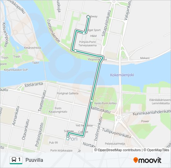 1 Reitti: Aikataulut, pysäkit ja kartat – Puuvilla (päivitetty)