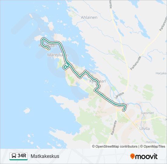 34r Reitti: Aikataulut, pysäkit ja kartat – Matkakeskus (päivitetty)