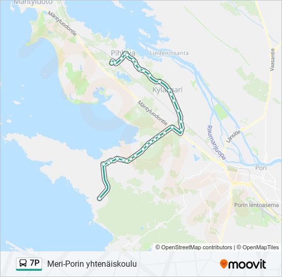 7P bussi -linjakartta