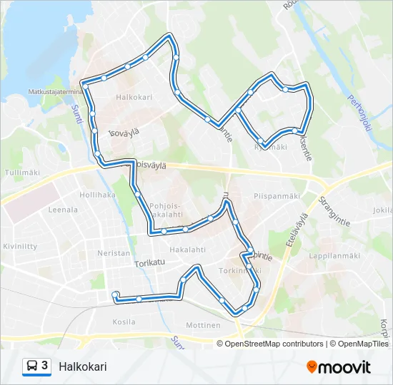 3 Bus Line Map