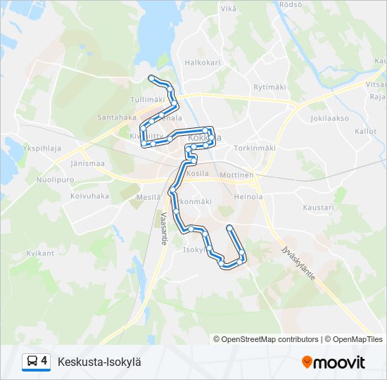 4 bussi -linjakartta