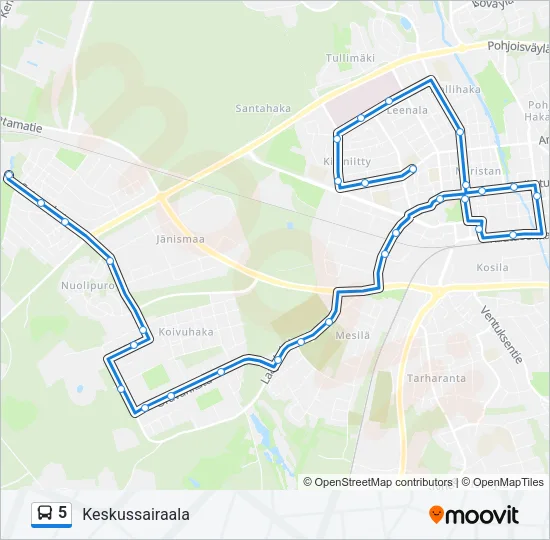 5 Bus Line Map