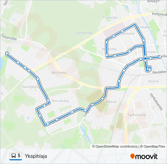 5 Bus Line Map