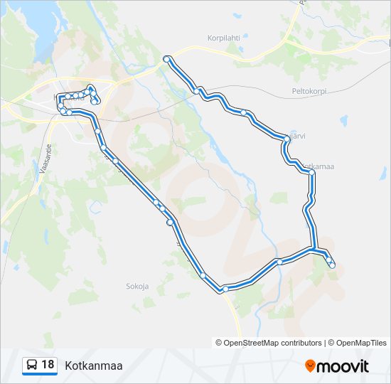 18 bussi -linjakartta