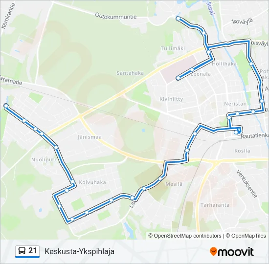 21 Bus Line Map