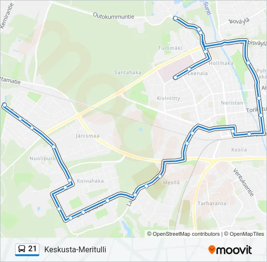 21 Bus Line Map