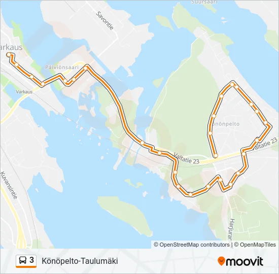 3 Bus Line Map