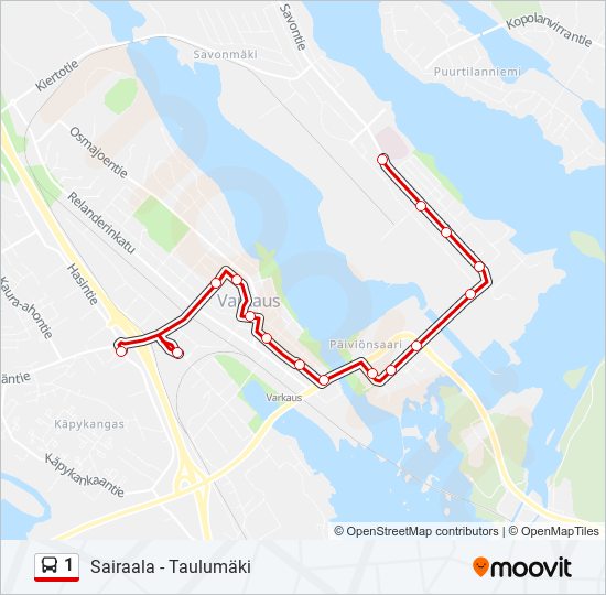 1 bus Line Map