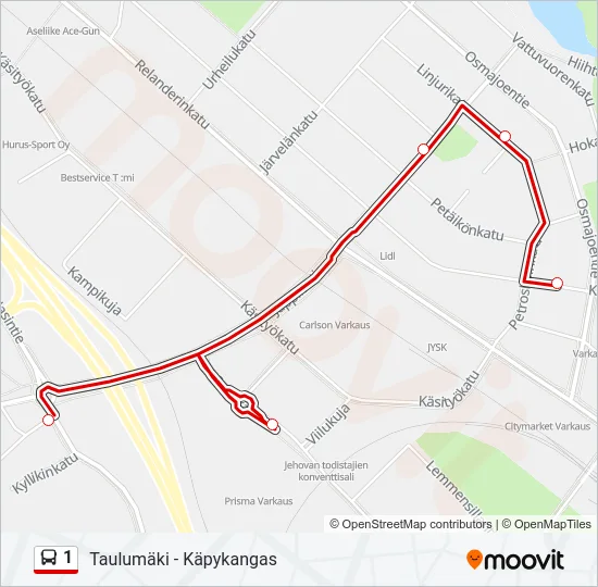 1 Bus Line Map