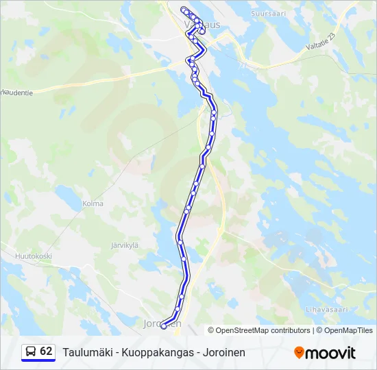 62 Bus Line Map