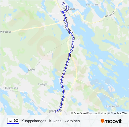 62 Bus Line Map
