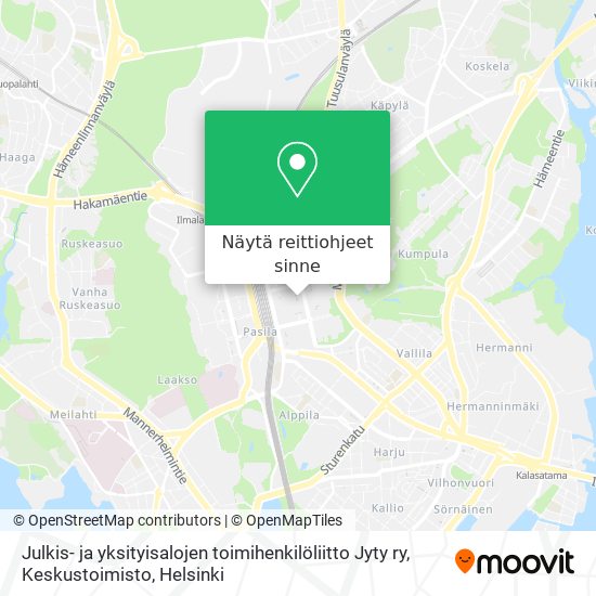 Julkis- ja yksityisalojen toimihenkilöliitto Jyty ry, Keskustoimisto kartta