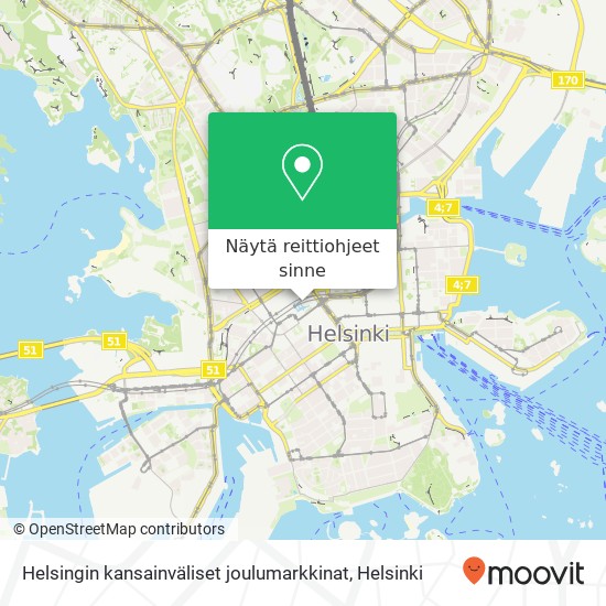 Helsingin kansainväliset joulumarkkinat kartta