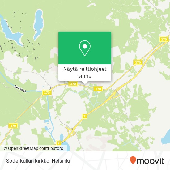 Söderkullan kirkko kartta