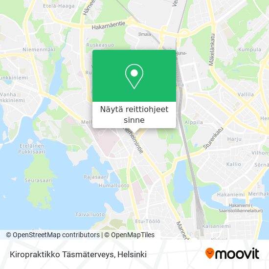 Kiropraktikko Täsmäterveys kartta