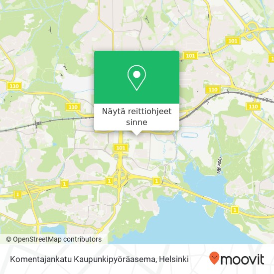 Komentajankatu Kaupunkipyöräasema kartta