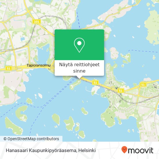 Hanasaari Kaupunkipyöräasema kartta