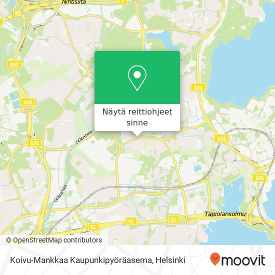 Koivu-Mankkaa Kaupunkipyöräasema kartta