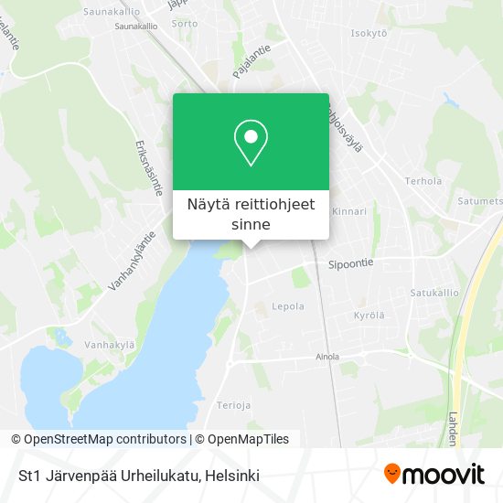 St1 Järvenpää Urheilukatu kartta