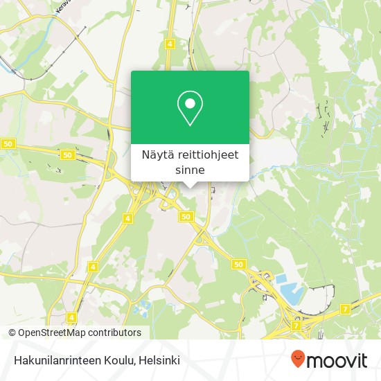 Hakunilanrinteen Koulu kartta