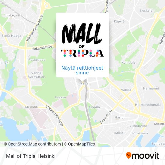 Kuinka päästä kohteeseen Mall of Tripla paikassa Helsinki kulkuvälineellä  Bussi, Juna tai Raitiovaunu?