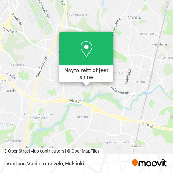 Vantaan Vahinkopalvelu kartta