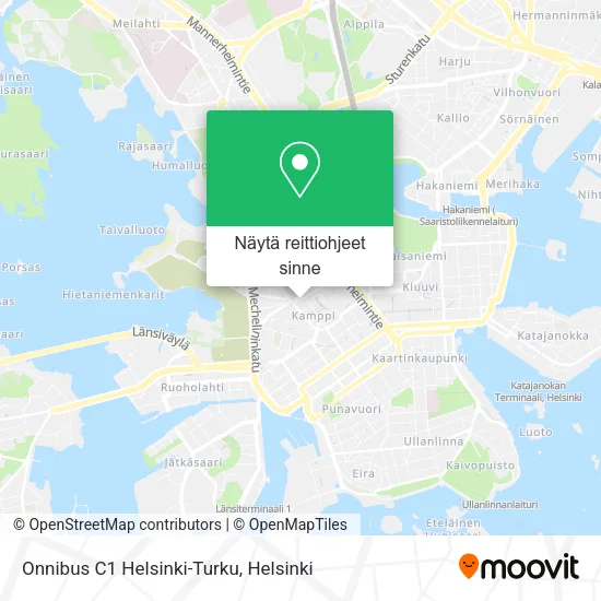 Onnibus C1 Helsinki-Turku kartta