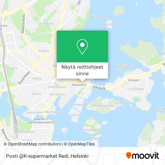 Kuinka päästä kohteeseen Posti @K-supermarket Redi paikassa Helsinki  kulkuvälineellä Bussi, Metro, Juna tai Raitiovaunu?