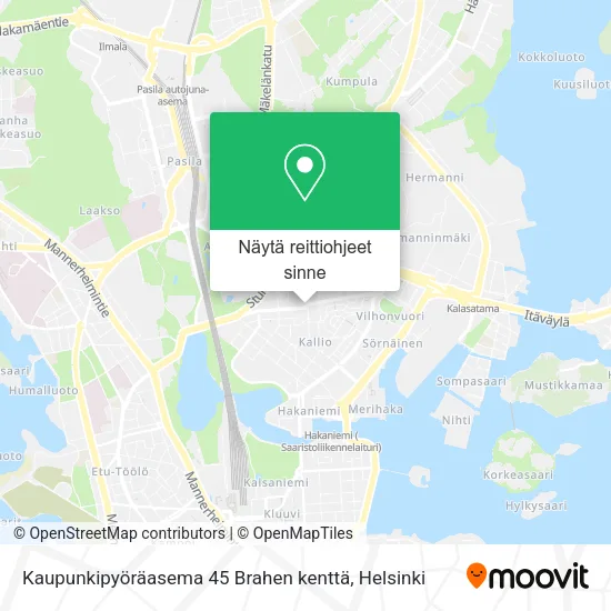 Kaupunkipyöräasema 45 Brahen kenttä kartta