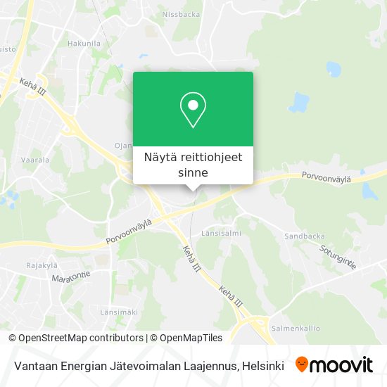 Vantaan Energian Jätevoimalan Laajennus kartta