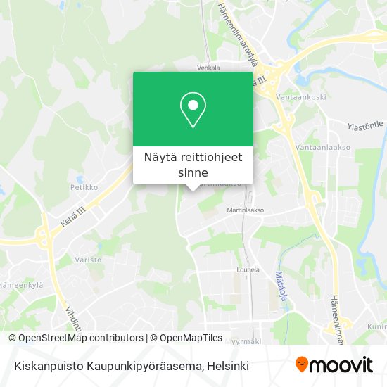 Kiskanpuisto Kaupunkipyöräasema kartta