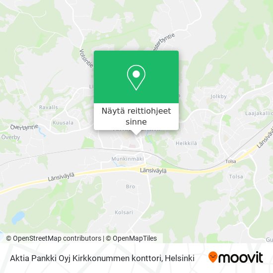 Aktia Pankki Oyj Kirkkonummen konttori kartta