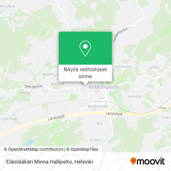 Eläinlääkäri Minna Hallipelto kartta